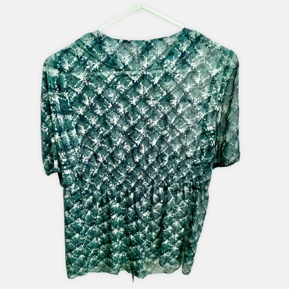 Sheer Green Button Down Liz Maternity Top Blouse, Size S - Picture 7 of 12